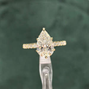 Anillos de compromiso de moissanita solitarios de 2 quilates con corte de pera, de moda, con engaste pavé, banda de boda para mujer, plata S925, regalo de aniversario - Product Image 3