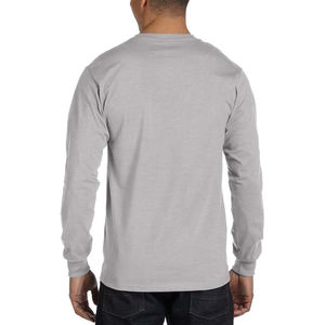 Derniers T-shirts à manches longues pour hommes imprimés en gros personnalisés respirants à motif solide de style simple sur tissu tricoté - Product Image 5
