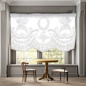 Vente en gros 100% lin blanc personnalisé fleur broderie rideaux cantonnières pour café hôtel Spa printemps Technique broderie - Product Image 1