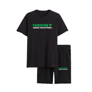 Ensembles de shorts décontractés pour hommes avec t-shirt en maille élastique et respirant à la taille moyenne et survêtement en toile Impression de logo personnalisée en gros - Product Image 1