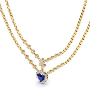 REYES Precio al por Mayor, Collares con Colgante de Plata de Ley 925 con Forma de Corazón, Gema de Zafiro Azul de 3.5 Quilates, Moissanita, para Mujer - Product Image 3