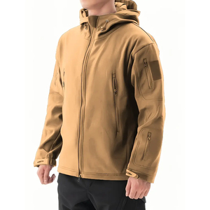 Chaqueta Softshell para senderismo al aire libre personalizada impermeable a prueba de viento transpirable estampado abrigo táctico ligero para hombre con cremallera completa invierno - Product Image 4