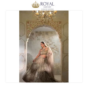 Lehenga choli ชุดแต่งงานสไตล์ดั้งเดิมผ้าไหมพร้อมงานปักสำหรับผู้หญิง - Product Image 5