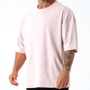Nueva llegada peso pesado gran tamaño serigrafiado cuello redondo hombres camiseta OEM diseño algodón hombres camisetas 220gsm venta al por mayor - Product Image 4