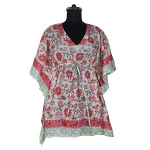 Maxi vestidos Maxi de algodón indio sin mangas con estampado de bloques para mujer KFCS024 vestido Maxi de verano de algodón 100% diseñador de ropa orgánica - Product Image 3
