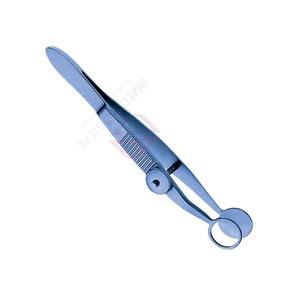 Pince ophtalmique Desmarres pour chalazion, en acier inoxydable, manuelle, 20 mm, avec plaque supérieure bleue, pour chirurgie des paupières - Product Image 6