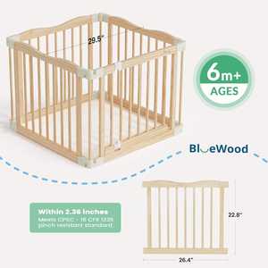 Adjustable Modern Montessori Playpen Safety Wooden Baby <strong>Stair</strong> <strong>Gate</strong> Foldable Safe Play Fence for Indoor Outdoor - Product Image 2