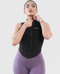Chaleco sin mangas con cremallera a prueba de viento para mujer, ropa deportiva ligera, entrenamiento, gimnasio, Fitness, Yoga, Pilates, chaleco 100% poliéster - Product Image 1