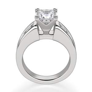 Princess Cut Pave Set Anillo de compromiso de diamantes Vintage para mujer - Product Image 2