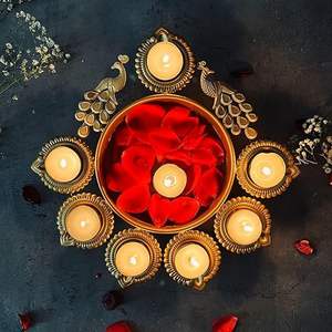 Paon Diya Forme Fleur Décoratif Urli Bol Pour La Maison Bol Fabriqué À La Main Pour Fleurs Flottantes Pour La Maison (10 Pouces) - Product Image 4