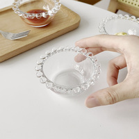 Assiette décorative en verre à bordure perlée ronde turque, petite assiette à sauce, bol à dragées, bol à confiture