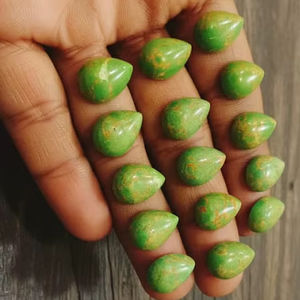 Lote de Piedras Preciosas Sueltas de Calidad AAA, Turquesa en Forma de Pera, Cabujón Verde, Piedras Preciosas Naturales Semipreciosas para Joyería, 20% de Descuento y Regalo - Product Image 3