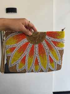 VLemon Unique Yellow Lemon Glass Beaded <b>Clutch</b> Purse with Customized Design for Summer Vacation <b>White</b> <b>Bag</b> and Assortments - Product Image 5