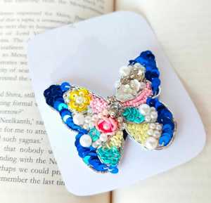 Hand Embroidered Hair Bows Made From Linen <b>Fabrics</b> Ideal for Hair Accessory Stores for Resale in Beautiful Embroidery - Product Image 6