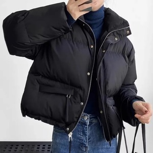 แจ็กเก็ตลำลองทรงหลวมสำหรับผู้หญิง, เสื้อโค้ทขนปลาปักเป้าให้ความอบอุ่นเนื้อผ้าฝ้ายบุนวมระบายอากาศได้ดีสำหรับฤดูใบไม้ร่วงและฤดูหนาว - Product Image 5