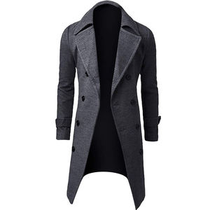 Manteau long en laine croisé pour homme, coupe ajustée, élégant, décontracté et professionnel, avec revers cranté, idéal pour l'hiver - Product Image 5