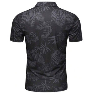 Camisa Polo con Estampado de Hojas de Palma para Hombre, Manga Corta, Cuello Camisero, Casual, con Botones al Frente, para Verano - Product Image 1