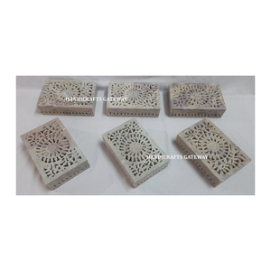 Fabricant de boîte à bijoux indienne sculptée en stéatite Design personnalisé pour boîte décorative de mariage au prix le plus bas - Product Image 2