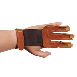 Gants de tir à l'arc en cuir suédé à 3 doigts Couleur marron Gants de tir protecteurs pour la main gauche et la main droite Gants d'arc d'archer - Product Image 4