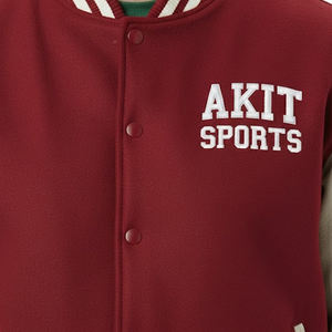 Chaqueta Universitaria de Alta Calidad para Hombre, Cuerpo de Lana, Mangas de Cuero Genuino, Informal, Invernal, Transpirable, Resistente al Viento, con Logotipo Frontal - Product Image 4