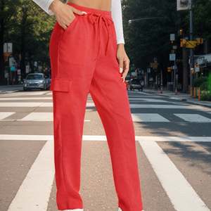 Pantaloni Cargo Leggeri e Traspiranti per Donne con Tessuto ad Asciugatura Rapida e Vita Elastica con Cordoncino - Product Image 1