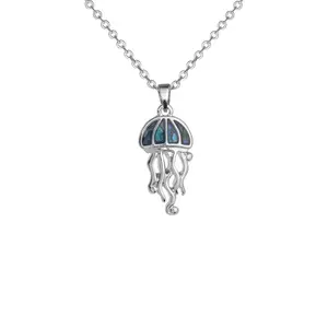 Ocean Themed Jewelry Sea Glass Pendant Necklace Jellyfish Choker Necklace Abalone Shell Jellyfish Necklace For Women