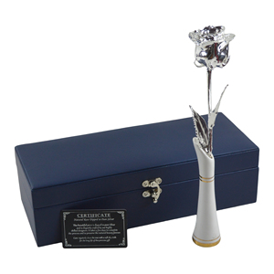 Cette rose naturelle est trempée dans un argent pur, finition plaquée argent, véritable rose avec support en céramique et certificat - Product Image 3