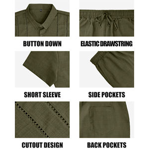 Ropa de calle 100% algodón 2 piezas personalizado hombres conjunto corto de alta calidad cuello alto manga corta Camiseta pantalones cortos de talla grande conjunto de los hombres - Product Image 3