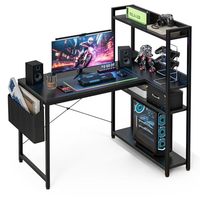 Escritorio para Juegos, Mesa de Juego de Acero con Panel Perforado, Estante de Almacenamiento de Metal, Estante de Exhibición para Sala de Estar o Dormitorio, Estantería Resistente, Color Negro