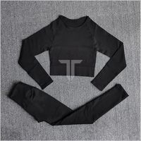 Nouveauté 2024 : Ensemble de sport 2 pièces pour femme, taille haute, respirant, écologique, motif uni, avec leggings de gym rembourrés en forme de V
