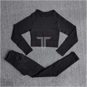 2024 New Arrival High Waist Breathable Workout Sets for Women Solid Pattern 2-Piece Gym <b>Leggings</b> Padded Stretchy Elastic Waist - Product Image 6