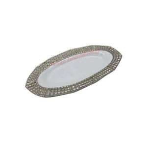 Customizable <b>White</b> <b>and</b> Golden Metal Serving Tray Standard Quality <b>Kitchen</b> <b>Accessories</b> for Sale - Product Image 2