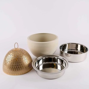 Cazuela Ovalada con Tapa Dorada para Eventos Festivos, Buffet, Exhibición de Alimentos y Servicio de Comida Caliente, Procedente de la India - Product Image 6