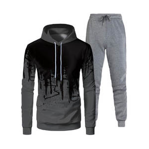 OEM/ODM sudaderas con capucha personalizadas y conjuntos de Jogger logotipo sólido Sudadera con capucha chándal de algodón de peso pesado - Product Image 4