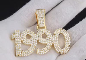 925 plata esterlina Iced número personalizado laboratorio cultivado diamante Hip Hop colgante facetado diamante personalizado moda colgantes encantos - Product Image 2