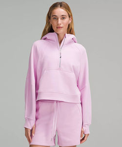 Jersey corto ligero de algodón con media cremallera para mujer, logotipo frontal personalizado, ropa de calle deportiva para gimnasio, Sudadera con capucha, transpirable, respetuoso con el medio ambiente - Product Image 4