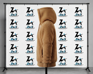Nouveauté 2026 Sweat à capuche zippé en polaire, coupe classique, pour l'hiver, en matière Sherpa, couleur unie, tricoté - Product Image 3
