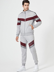 Conjunto Deportivo para Hombre, Sudadera con Cierre y Pantalones Jogger de Forro Polar, Diseño Color Block, Ropa Deportiva para Otoño e Invierno - Product Image 1