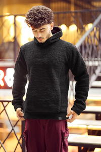 Sweat à capuche en sherpa premium pour unisexe, utilisation hivernale, polaire doux en polyester/coton, respirant et coupe-vent, écologique, personnalisable - Product Image 3