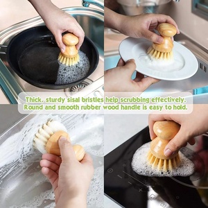 Biểu tượng tùy chỉnh bằng gỗ sisal bàn chải Vòng <span class=keywords><strong>Mini</strong></span> nồi bàn chải Bồn Rửa Nhà Bếp món ăn Pan Rau bàn chải - Product Image 6