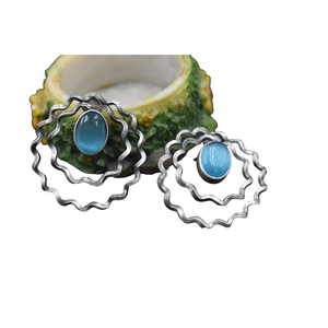 Bijoux de boucle d'oreille en pierre à ressembler en argent Meilleurs bijoux de mode de boucle d'oreille en laiton de forme ronde pour femmes et filles - Product Image 3