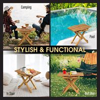Table d'appoint extérieure pliante Table d'appoint en bois pour patio chambre salon ou petits espaces 18 "x13 naturel 1 Pc