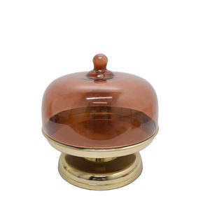 Support à gâteau décoratif écologique en métal et verre, finition dorée, taille personnalisée pour mariage, anniversaire, dôme à gâteau fait main, vente en gros - Product Image 1