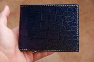 Portefeuille en cuir de crocodile 100% fait main pour homme, portefeuille de luxe, porte-cartes de crédit en cuir - Product Image 5