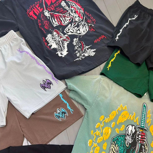 Custom graphic t <b>shirt</b> and shorts set <b>mens</b> printed streetwear 2 piece outfit breathable cotton blend <b>summer</b> wear - Product Image 3