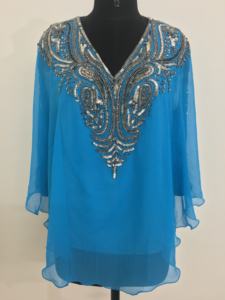 2025 señoras Adt Party Caftan bordado a mano tamaño libre Night Club Casual vestido étnico Georgette Material Top corto - Product Image 5