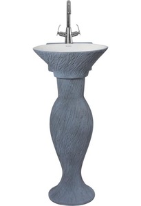 Lavabo sur pied en céramique noire indienne de haute qualité motif zèbre Altis ensemble mural Lavabo évier pas cher prix conception - Product Image 4