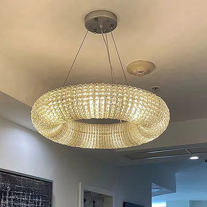Style nordique Dimmable Anneau Lustre Or <span class=keywords><strong>Chrome</strong></span> Acrylique Plafond Éclairage <span class=keywords><strong>Suspension</strong></span> Suspendue pour Salon Hôtels - Product Image 3
