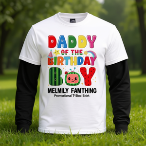 T-shirt promozionale a maniche lunghe coordinata per la famiglia Melon, modello Daddy of the Birthday Boy - Product Image 3