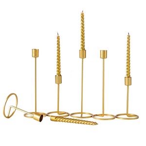 Bougeoir décoratif en métal doré Trio de supports coniques élégants pour la décoration de table à manger de mariage et les accents d'intérieur à la maison - Product Image 6